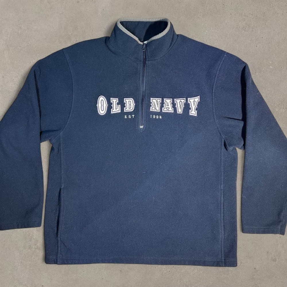 Old Navy Vintage Fleece Quarter Zip Pullover Navy Blue Y2K Gorpcore XL